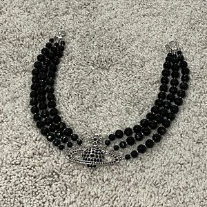 Black silver viviennewestwood necklace three layers